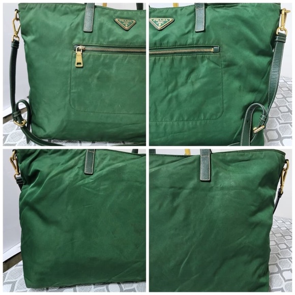 Authentic PRADA Nylon 2way Shopper Tote Bag Green - Picture 11 of 16